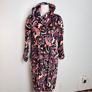 Vera Bradley Plush Hooded Fleece Robe Paisley Print L/XL